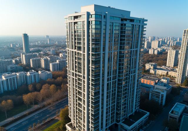 上空から撮影された都心の高級マンション全景